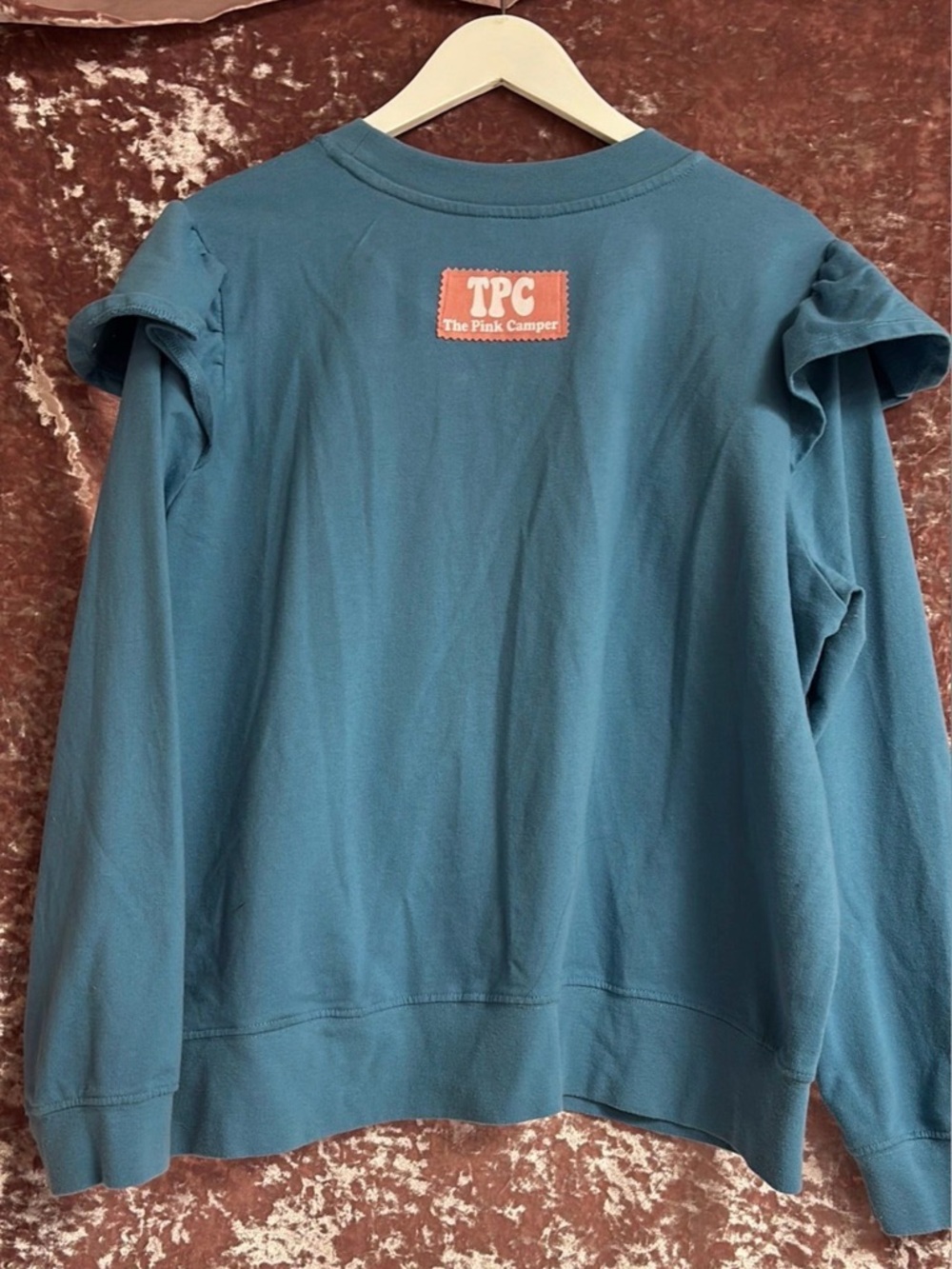 Handmade Quilted Cross Sweatshirt in Teal Color. Size XL 16/18 - Picture 3 of 3